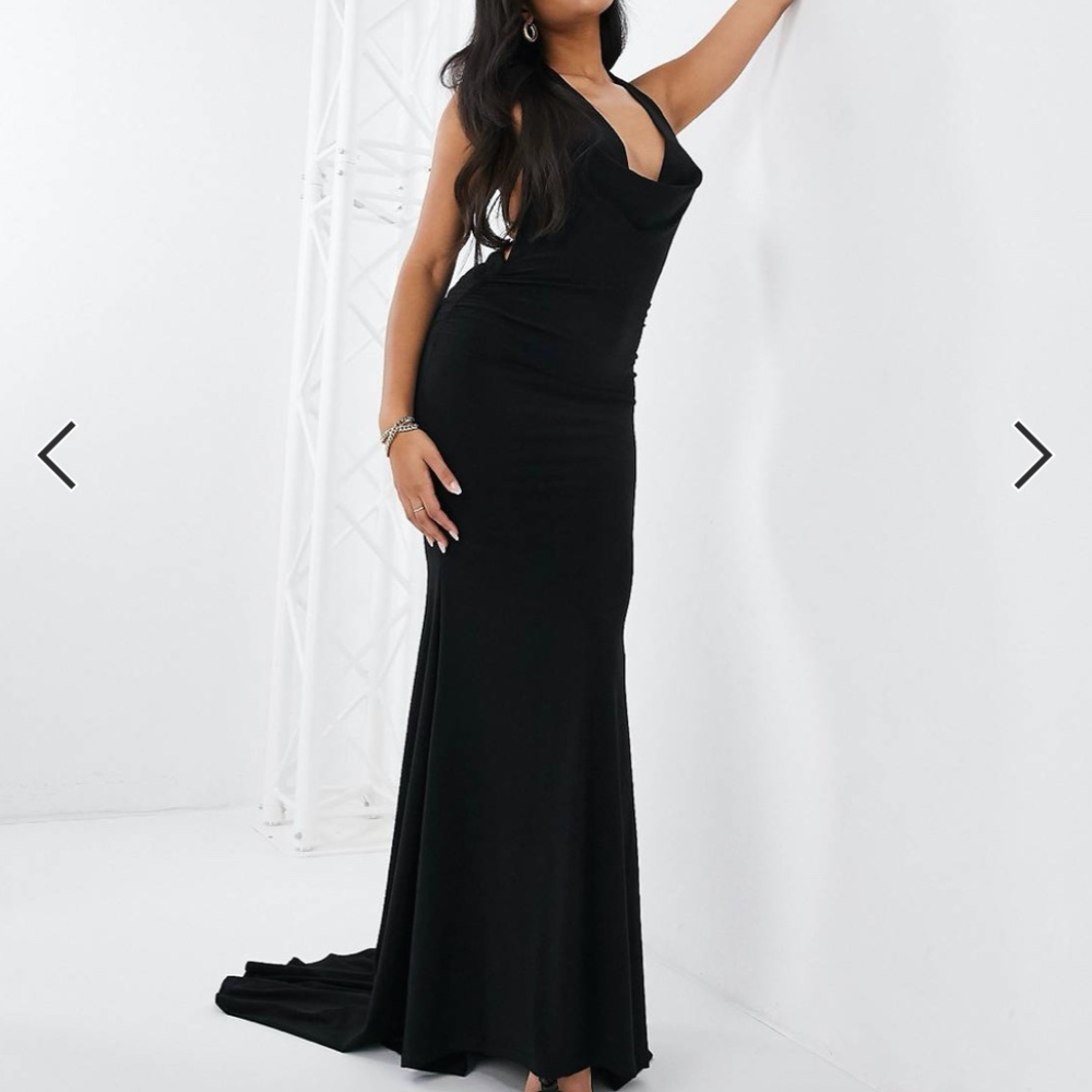 ASOS Club L slinky cowl neck maxi dress in black